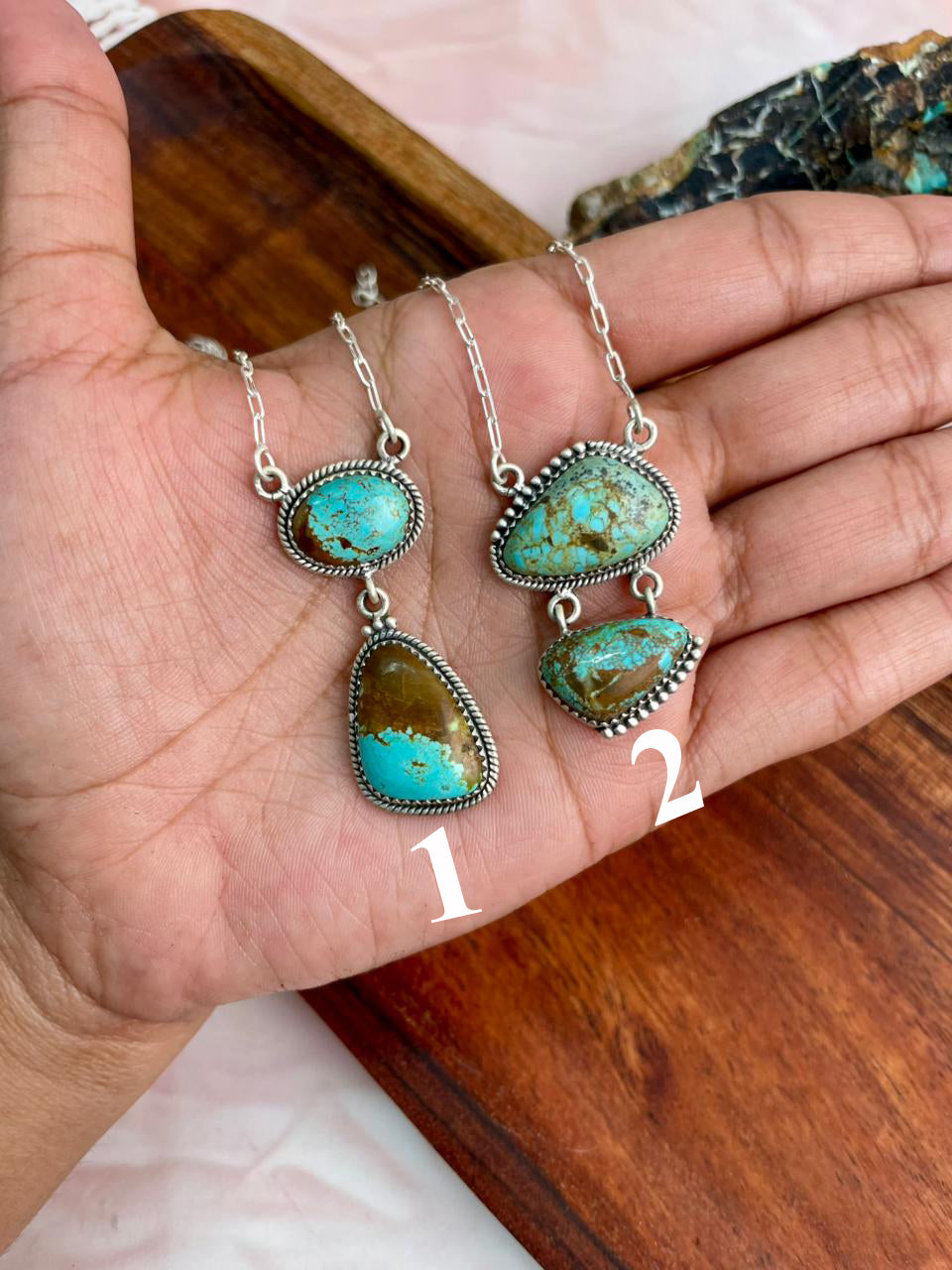 Handmade Sterling Silver Number 8 Turquoise Necklace "Signed Nizhoni"