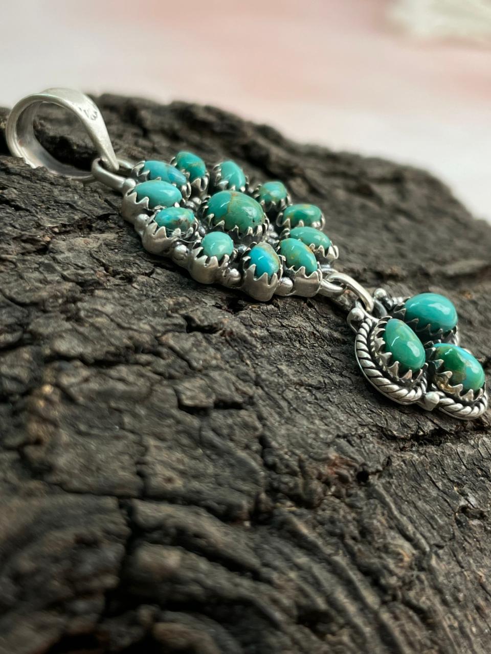 Handmade Sterling Silver Kingaman Turquoise Pendant "Signed Nizhoni"