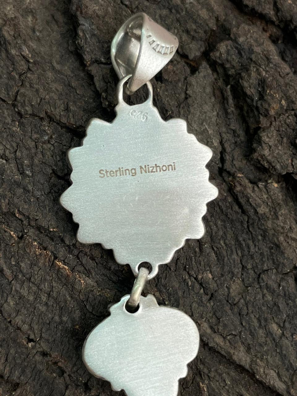 Handmade Sterling Silver Kingaman Turquoise Pendant "Signed Nizhoni"