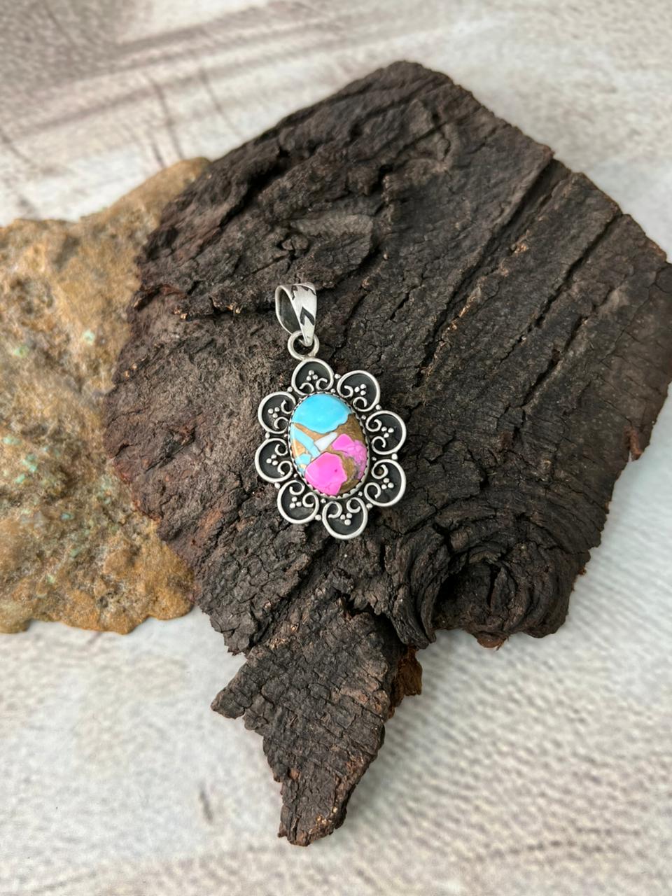 Handmade Sterling Silver Cotton Candy Pendant "Signed Nizhoni"