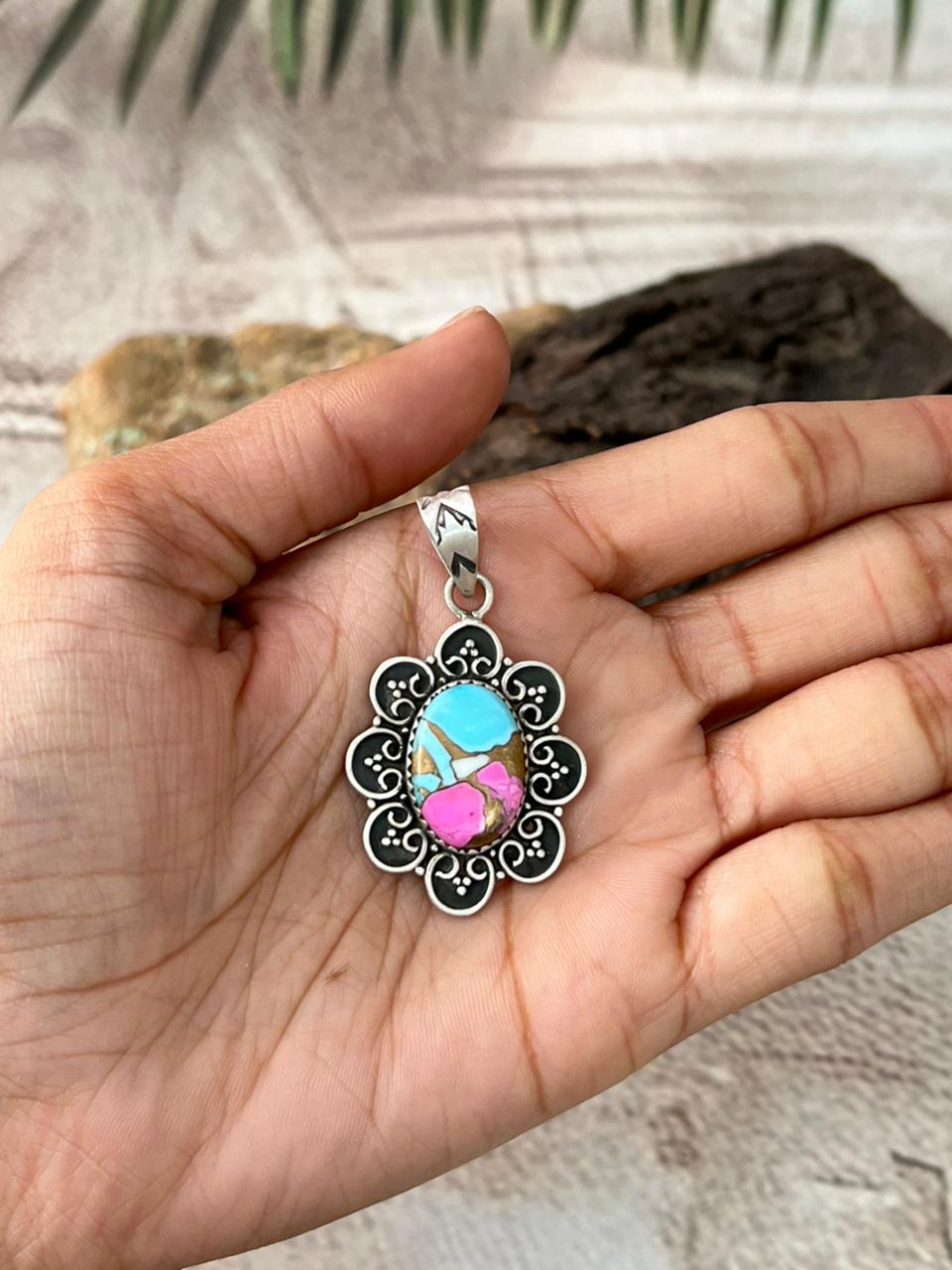 Handmade Sterling Silver Cotton Candy Pendant "Signed Nizhoni"