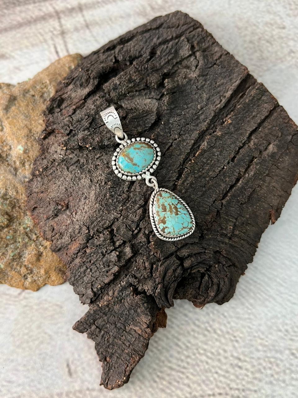 Handmade Sterling Silver Number 8 Turquoise Pendant "Signed Nizhoni"