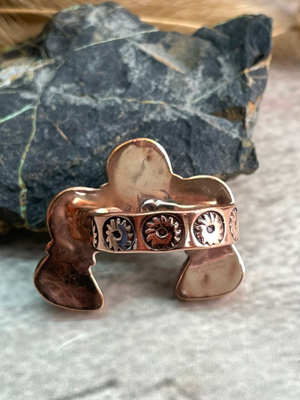 Handmade Copper Sierra Bella Turquoise Naja Adjustable Ring