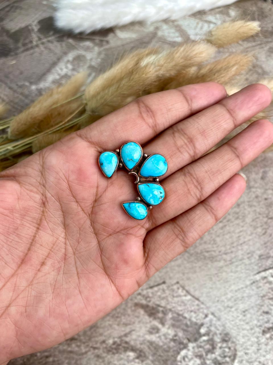 Handmade Copper Sierra Bella Turquoise Naja Adjustable Ring