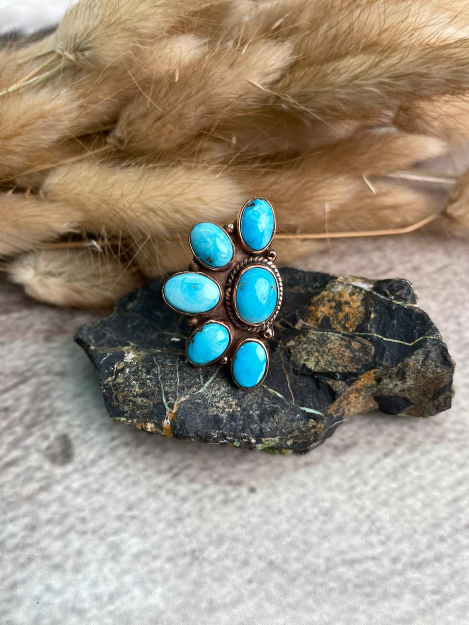 Handmade Copper Sierra Bella Turquoise Adjustable Ring