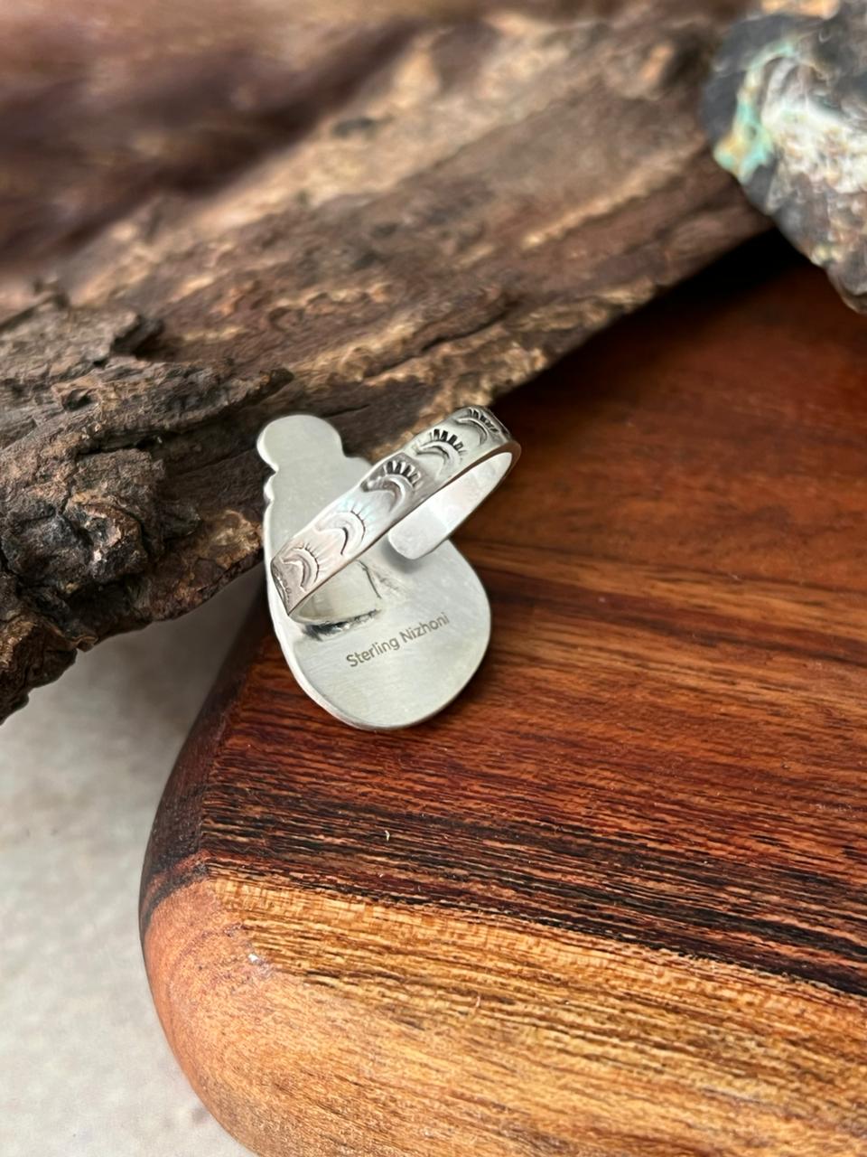 Handmade Sterling Silver Sonoran Mountain Turquoise Ring "Signed Nizhoni"