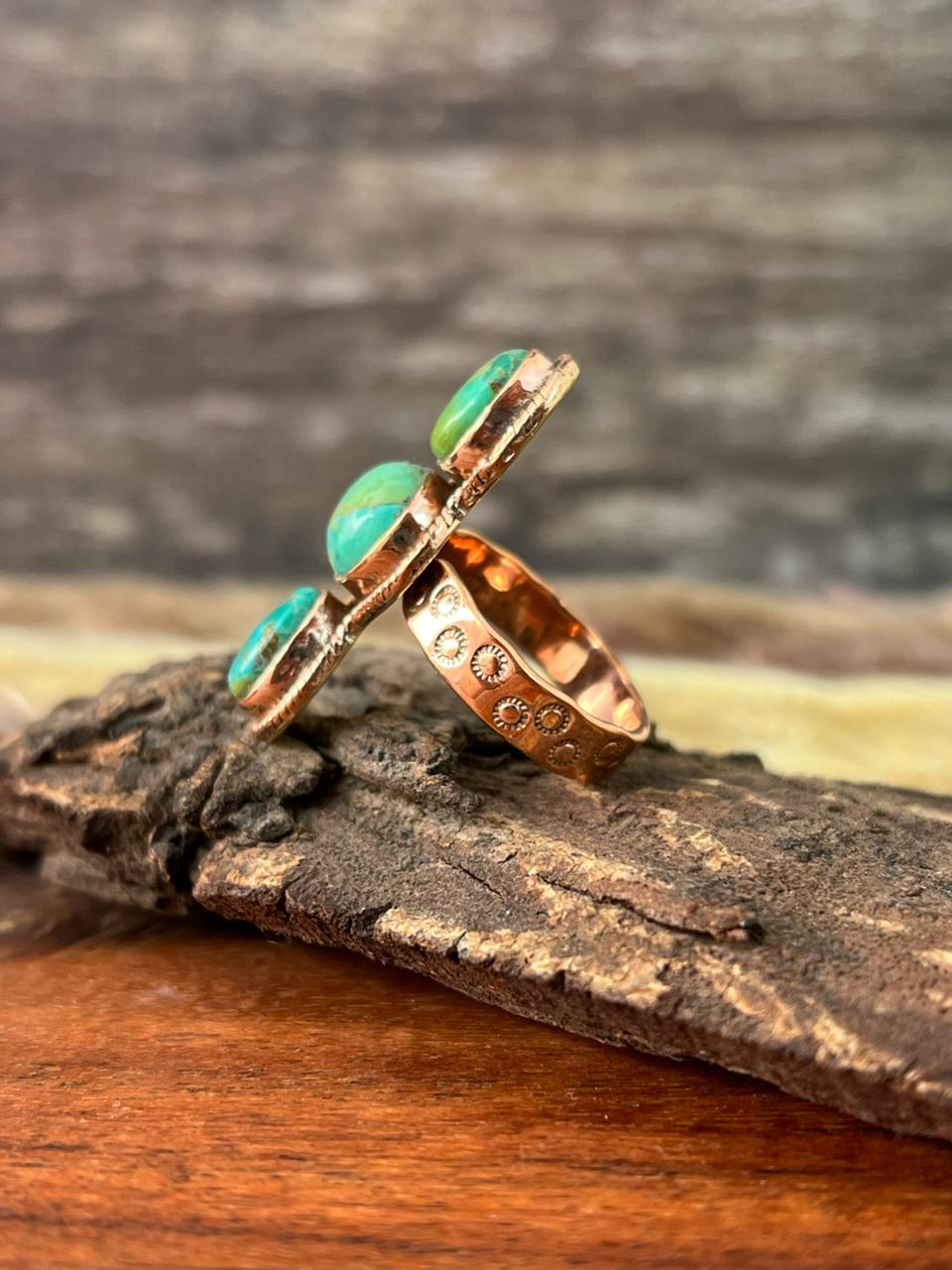 Handmade Copper Collection: Kingman Turquoise Adjustable Ring