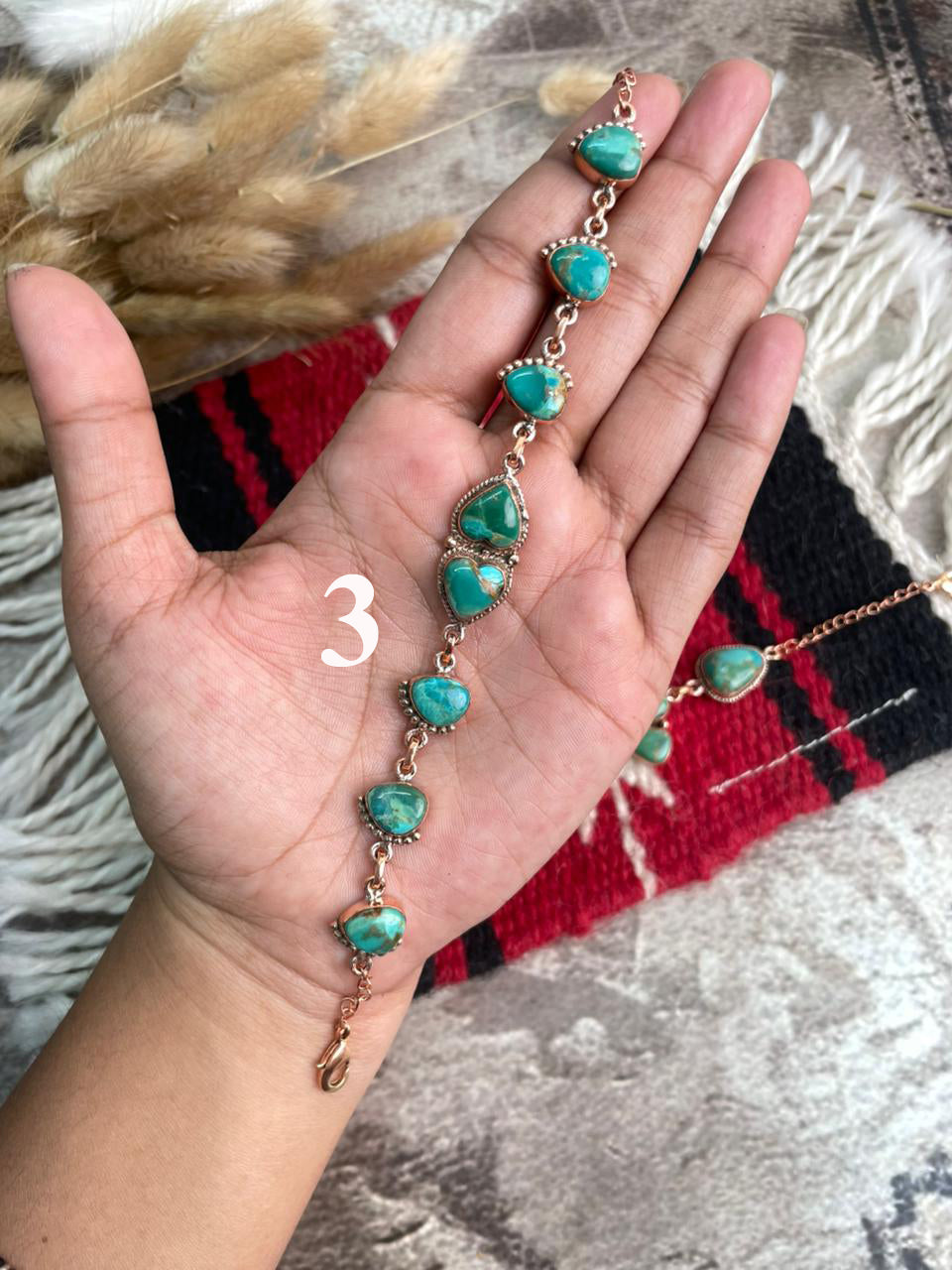 Handmade Copper Collection: Kingman Turquoise Chain Bracelet