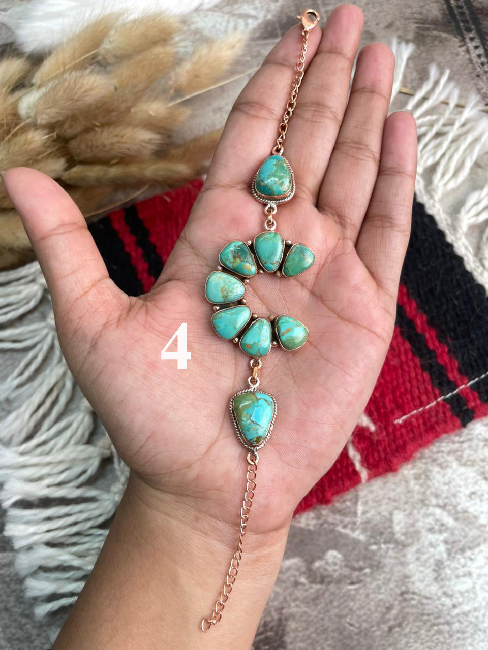 Handmade Copper Collection: Kingman Turquoise Chain Bracelet