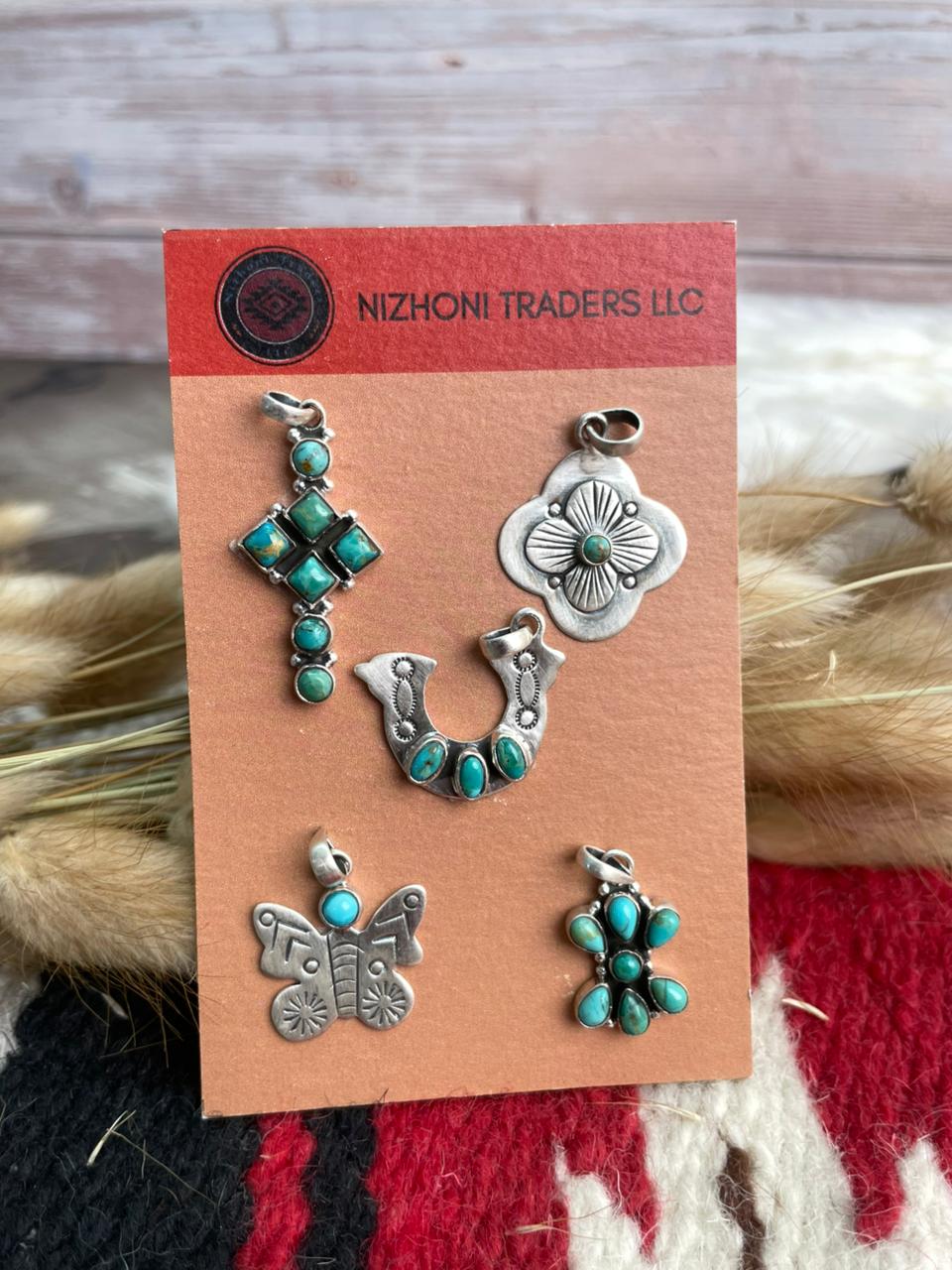Handmade Sterling Silver Kingman Turquoise Pendant Card