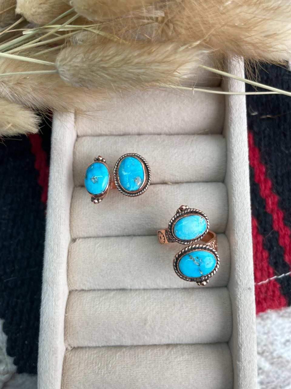Handmade Copper Sierra Bella Turquoise Adjustable Ring