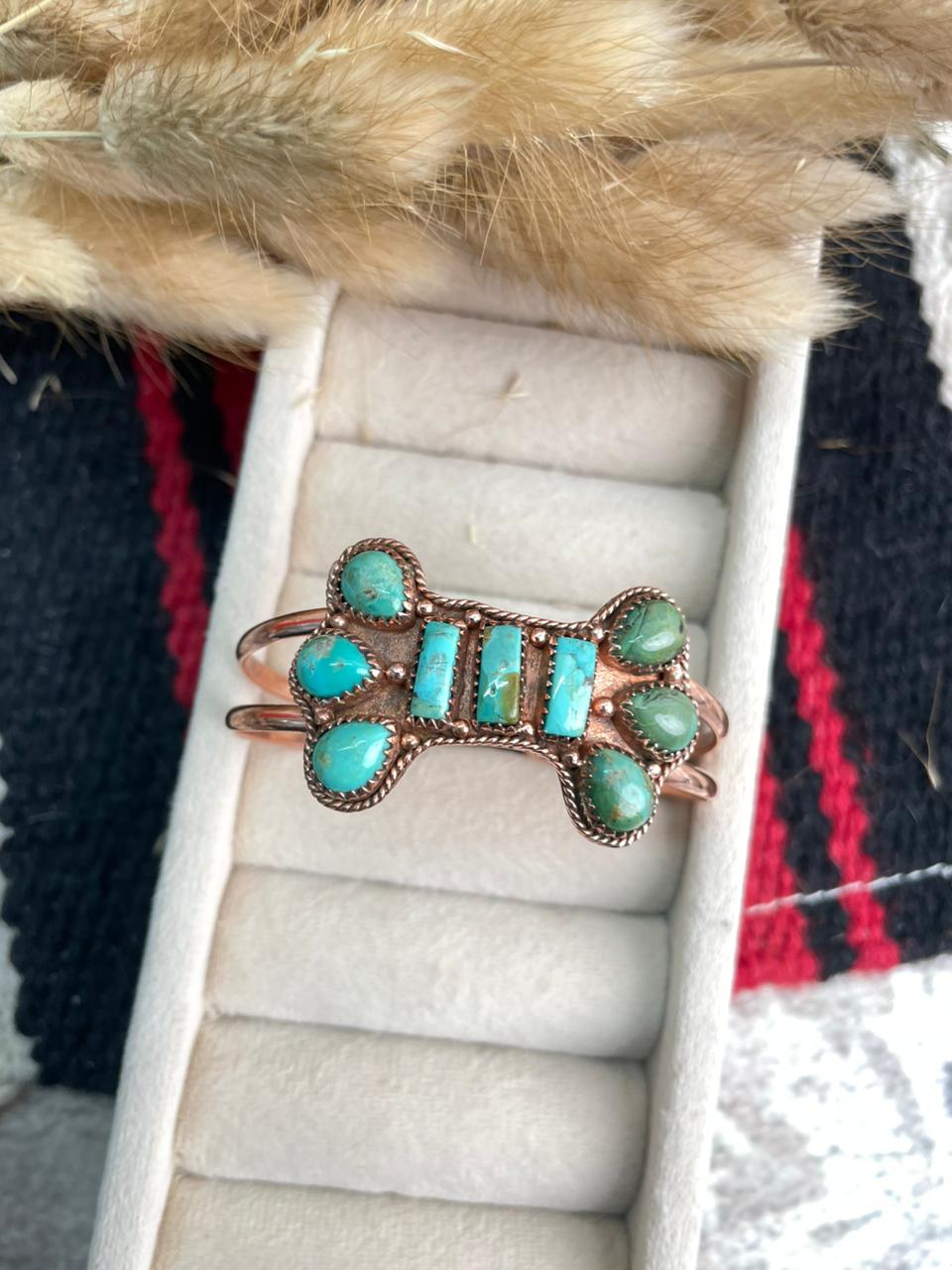 Handmade Copper Collection: Kingman Turquoise Cuff Bracelet