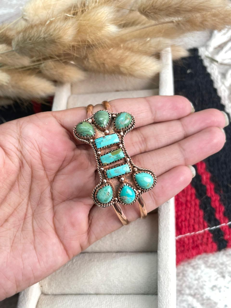 Handmade Copper Collection: Kingman Turquoise Cuff Bracelet