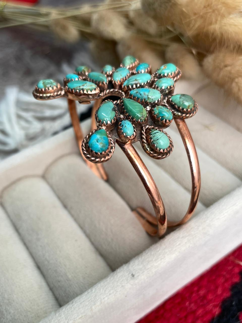Handmade Copper Collection: Kingman Turquoise Naja Cuff Bracelet