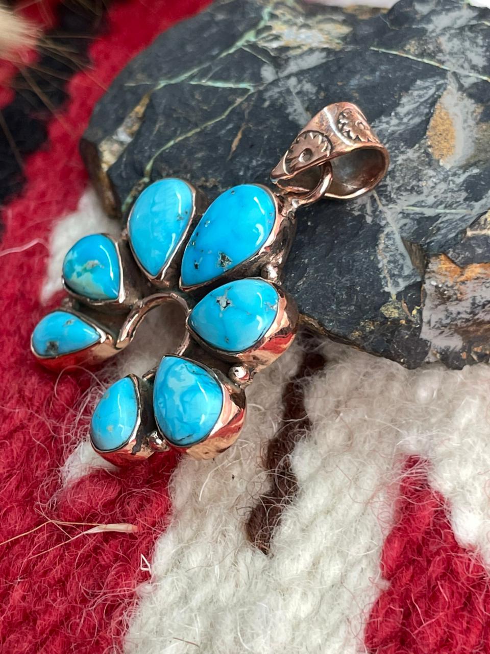 Handmade Copper Sierra Bella Turquoise Naja Pendant