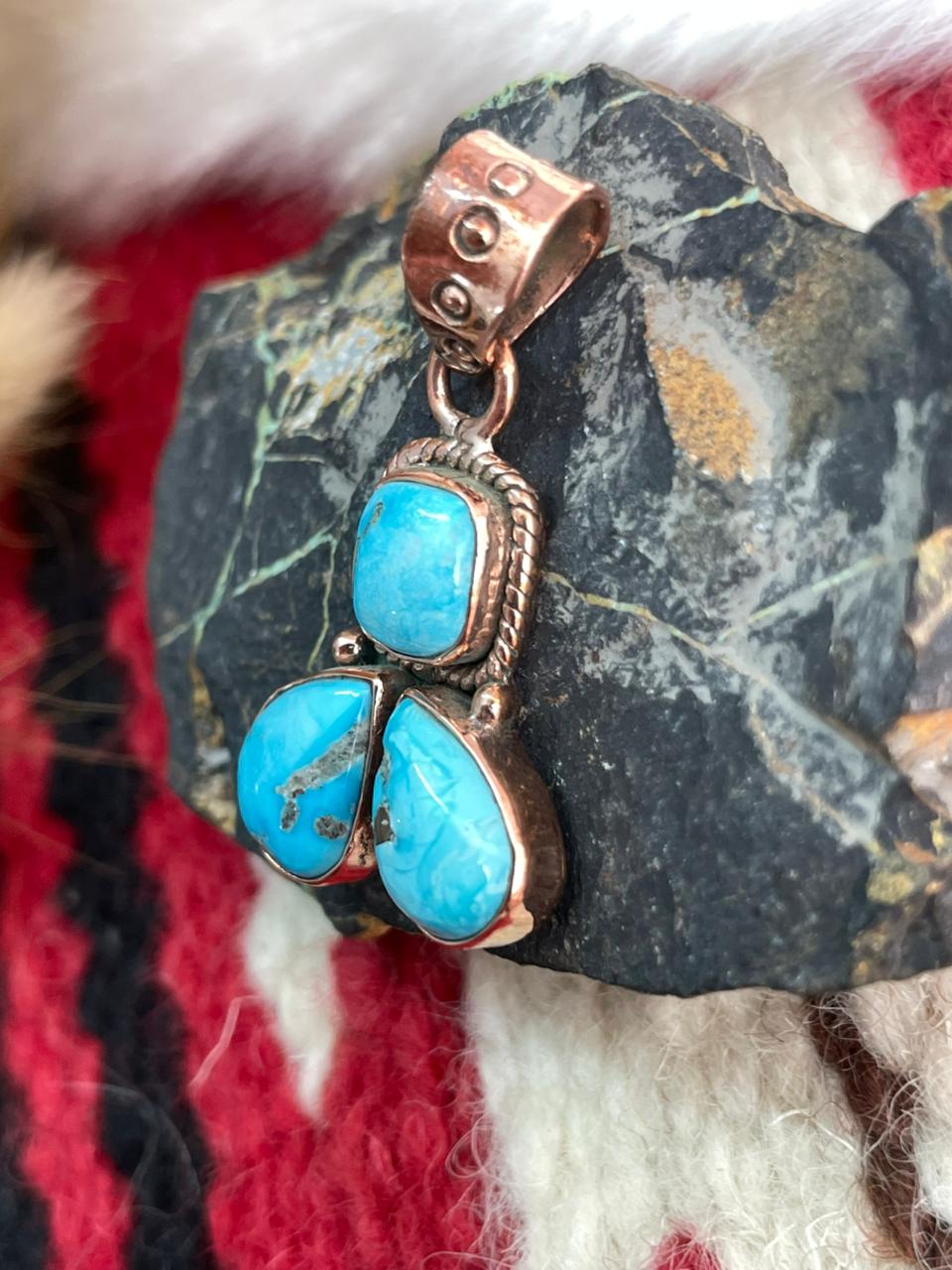 Handmade Copper Sierra Bella Turquoise Pendant