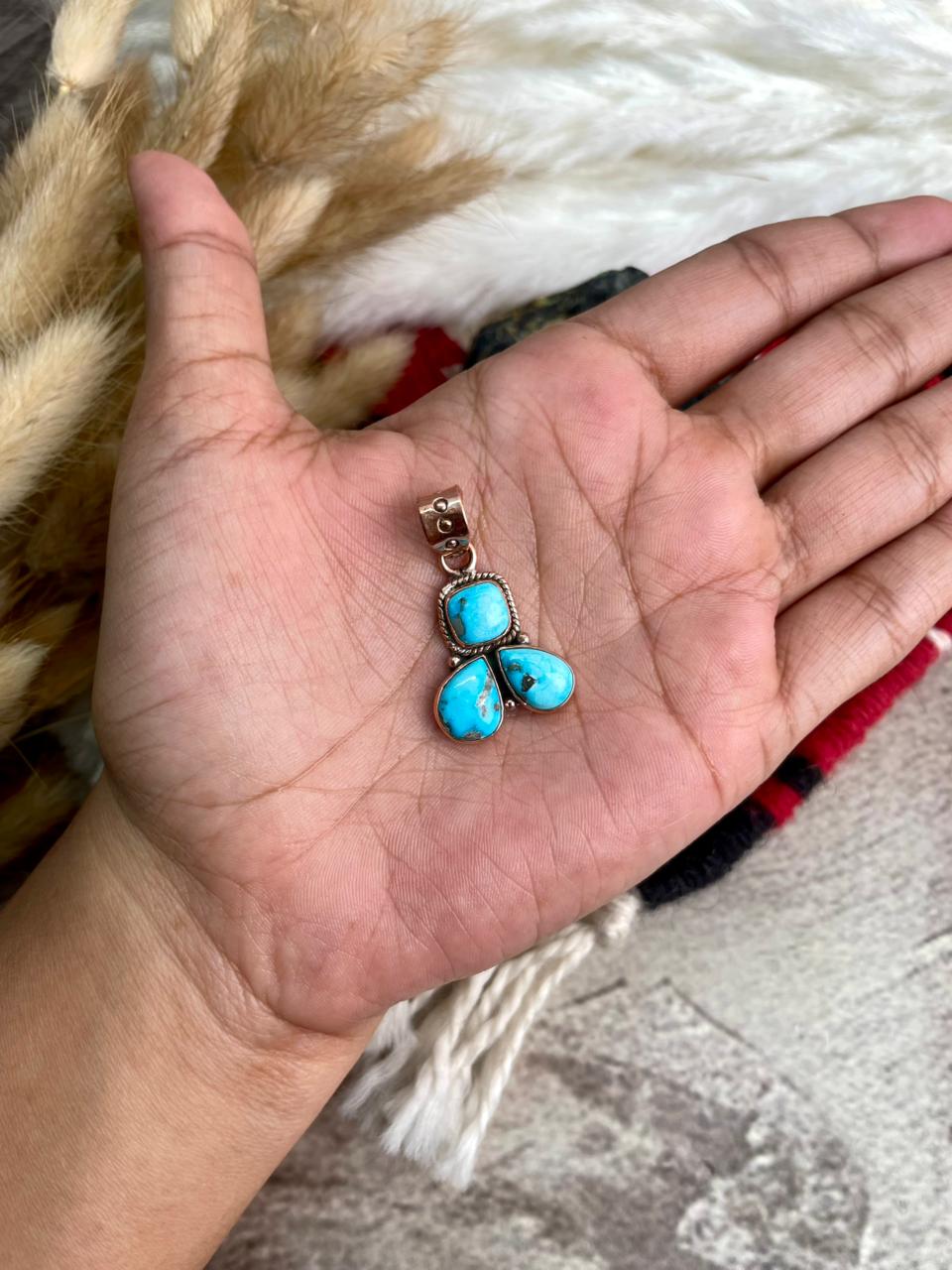 Handmade Copper Sierra Bella Turquoise Pendant