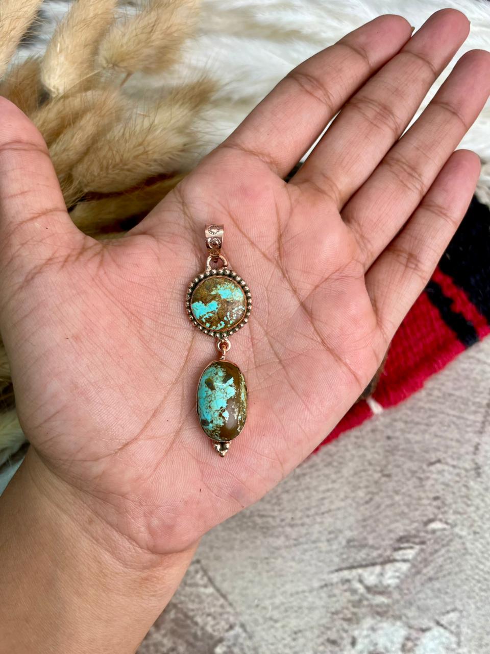 Handmade Copper Collection: Number 8 Turquoise Pendants
