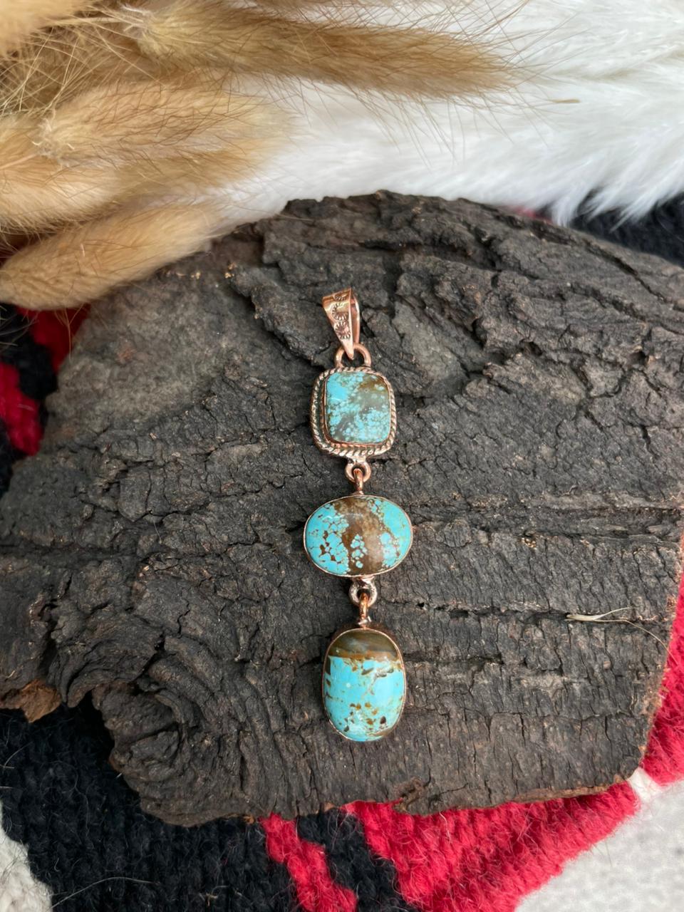 Handmade Copper Collection: Number 8 Turquoise Pendants
