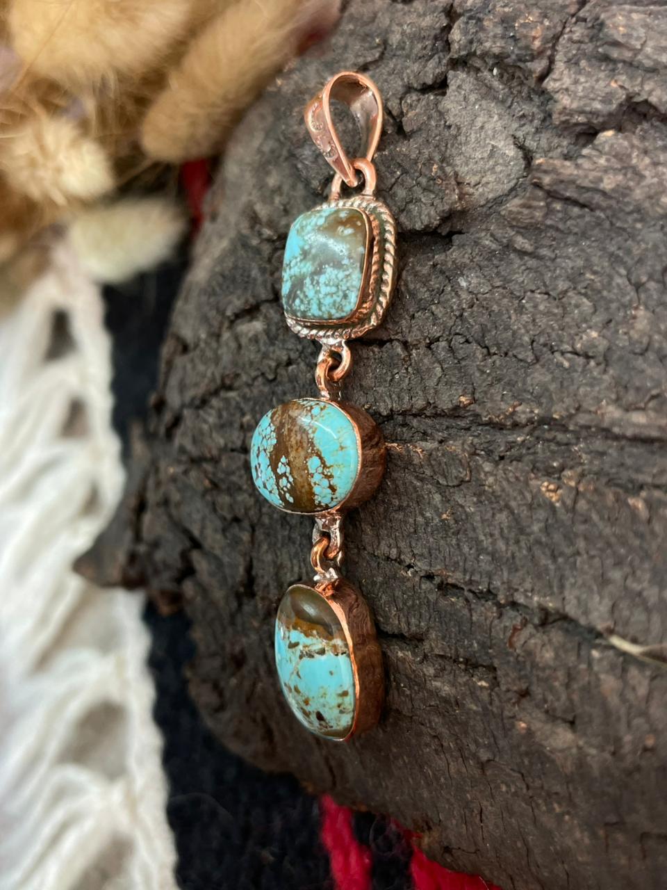 Handmade Copper Collection: Number 8 Turquoise Pendants