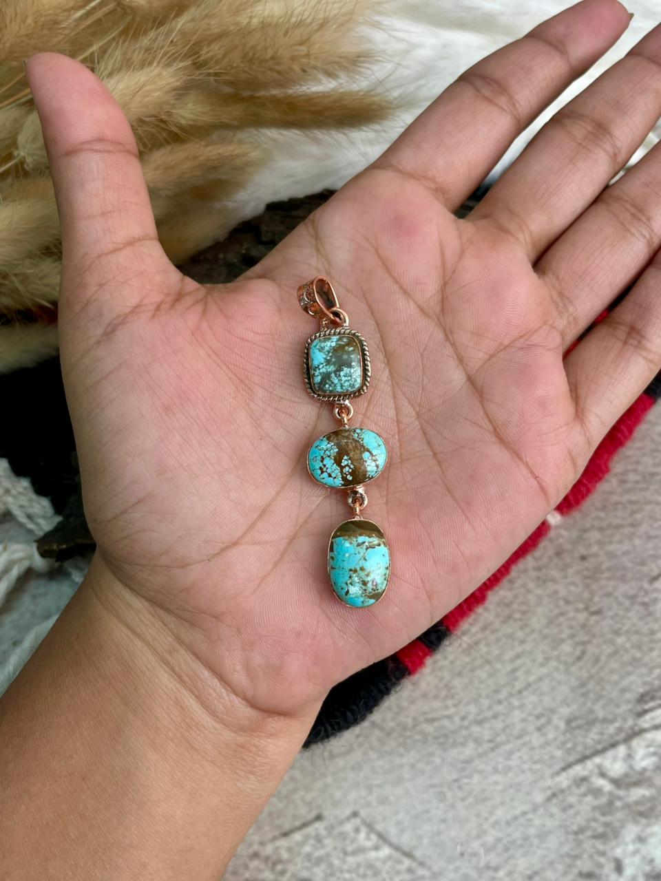 Handmade Copper Collection: Number 8 Turquoise Pendants