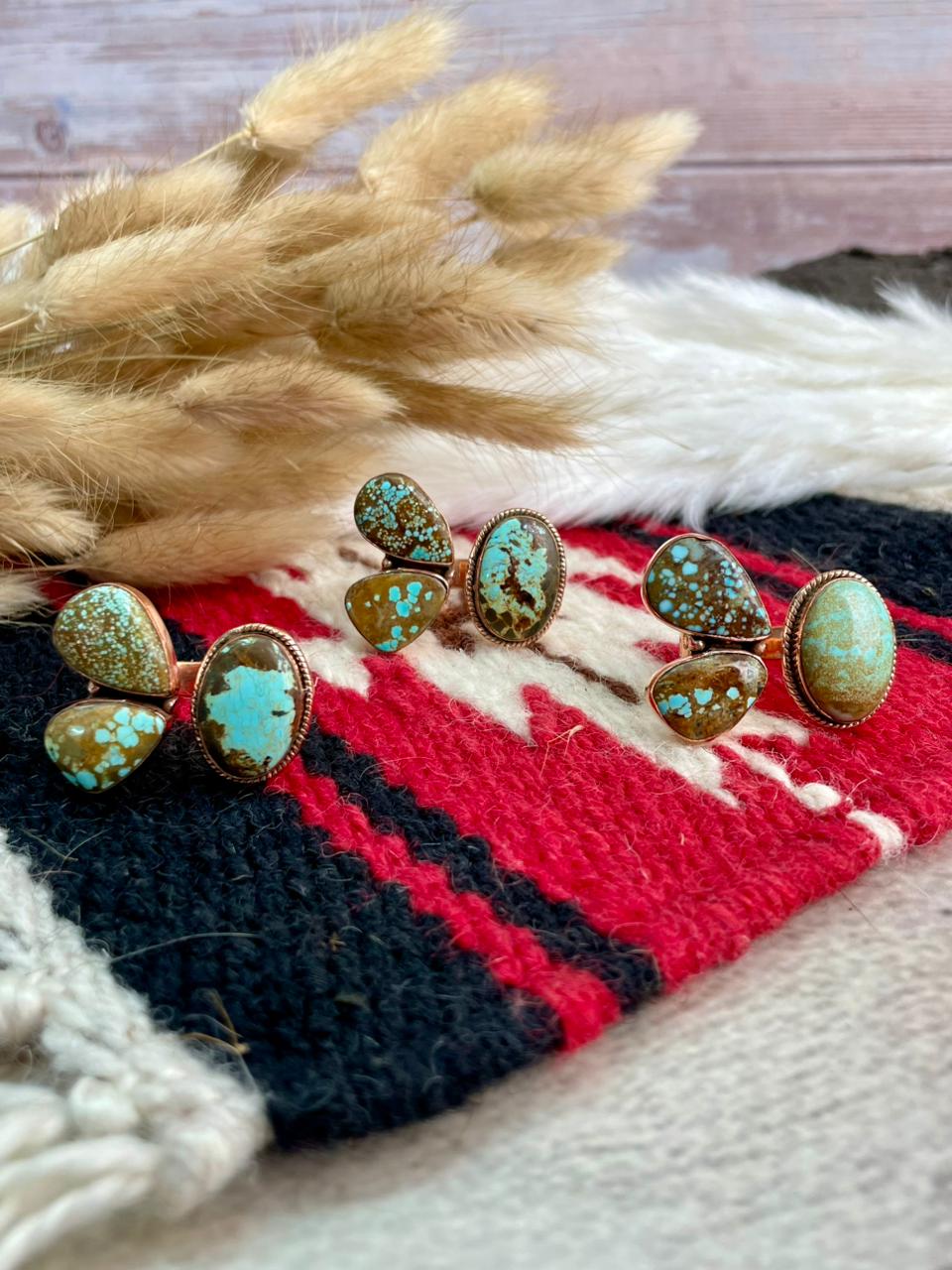 Handmade Copper Collection: Number 8 Turquoise Adjustable Ring