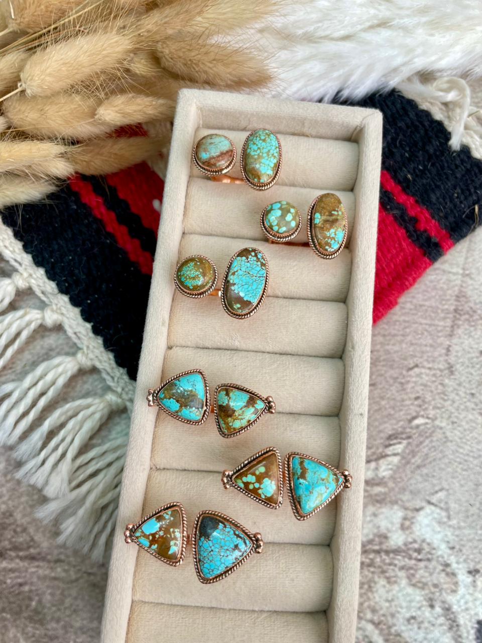 Handmade Copper Collection: Number 8 Turquoise Adjustable Ring