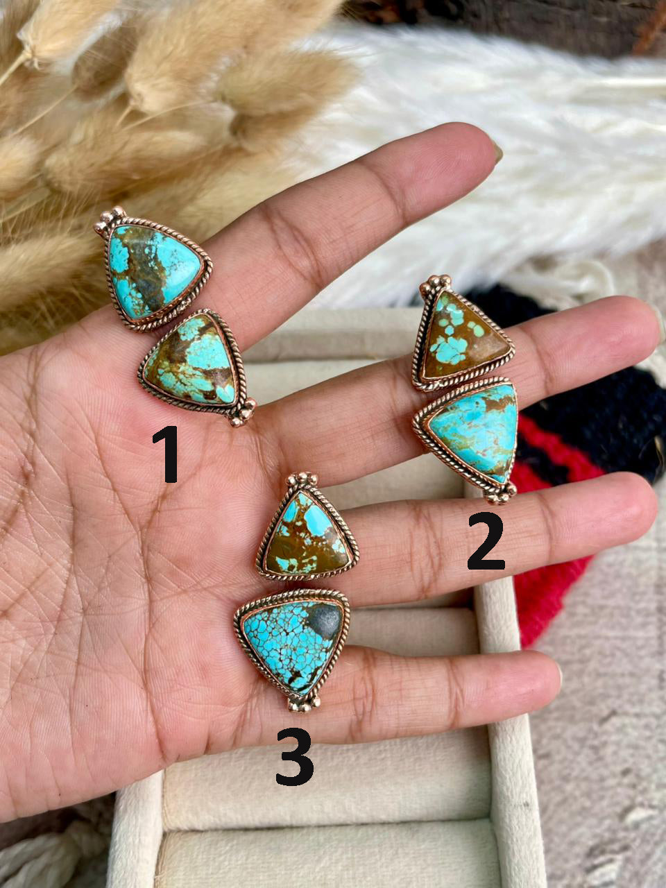 Handmade Copper Collection: Number 8 Turquoise Adjustable Ring