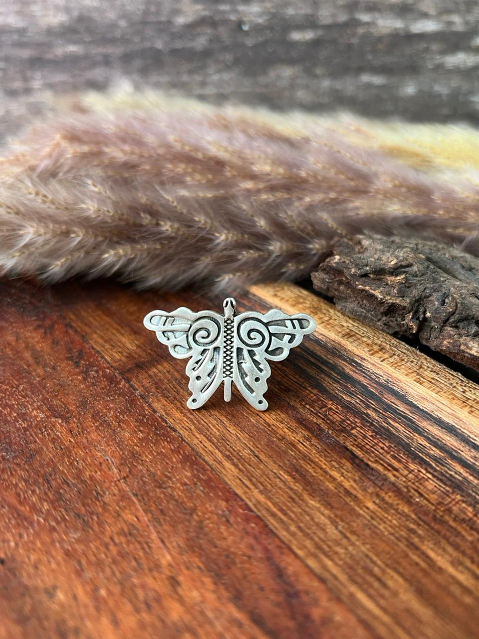 Handmade Sterling Silver Butterfly Adjustable Ring "Signed Nizhoni"