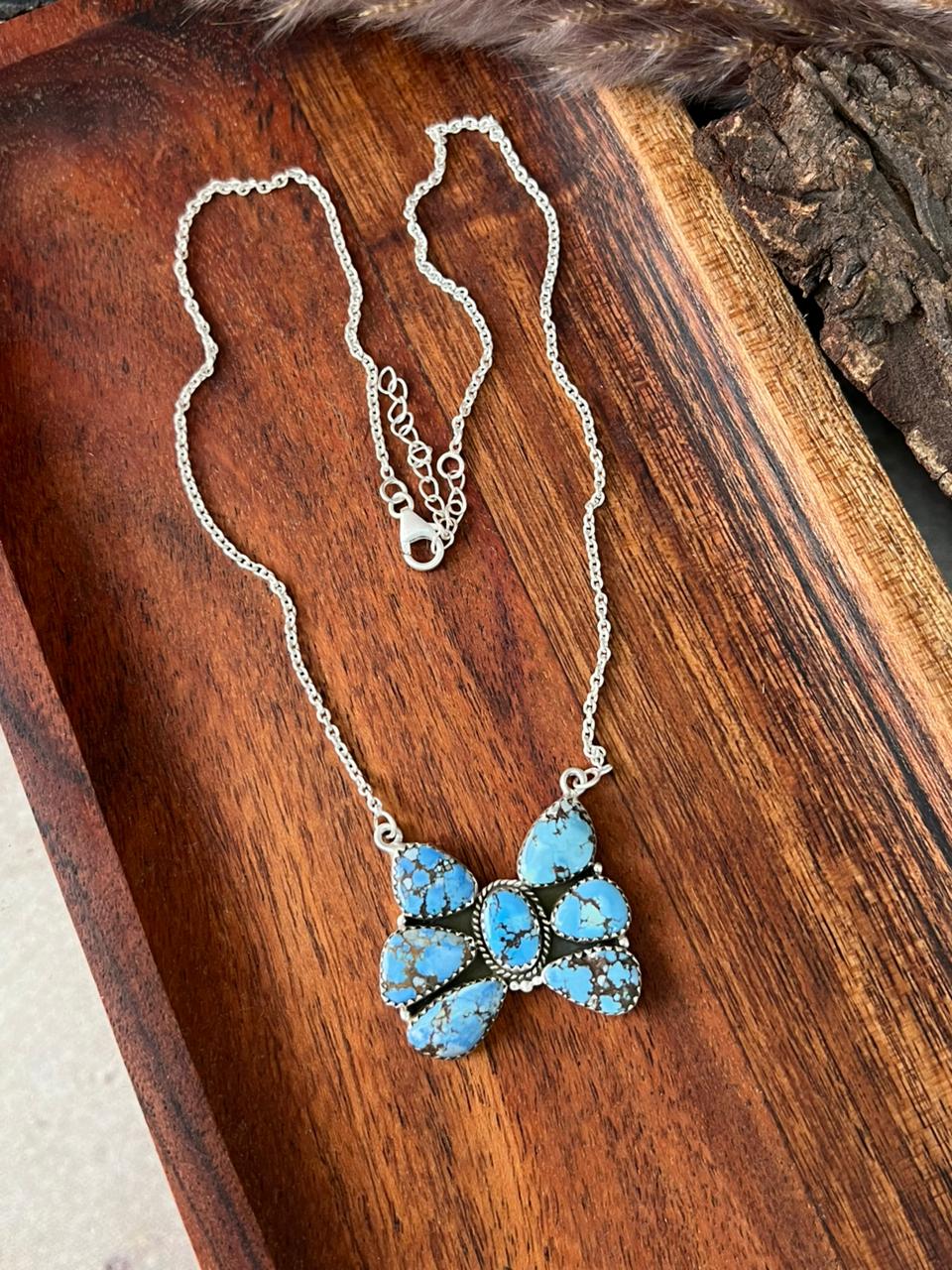 Handmade Sterling Silver Golden Hills Turquoise Necklace "Signed Nizhoni"