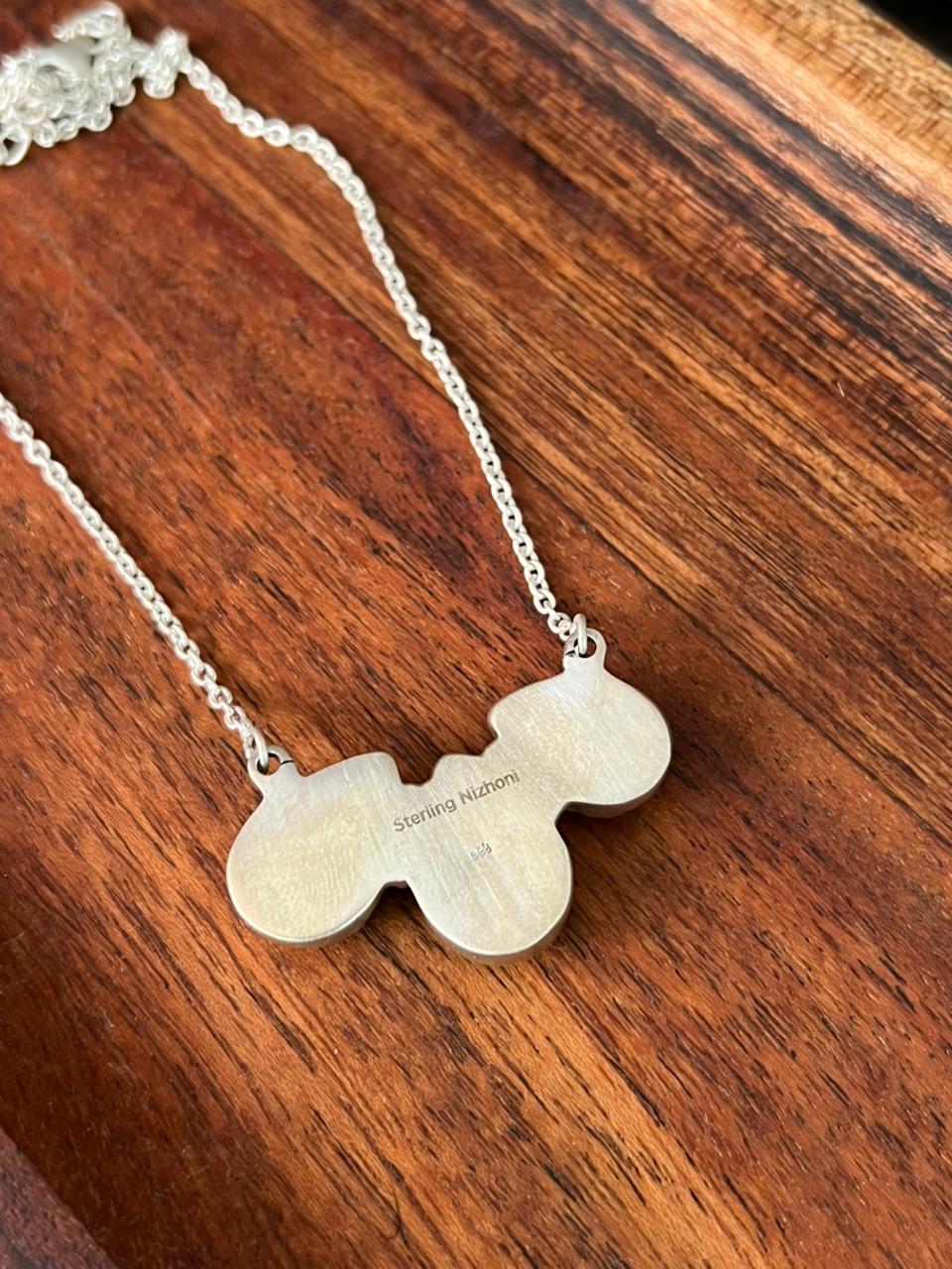 Handmade Sterling Silver Blackjack Turquoise Necklace "Signed Nizhoni"