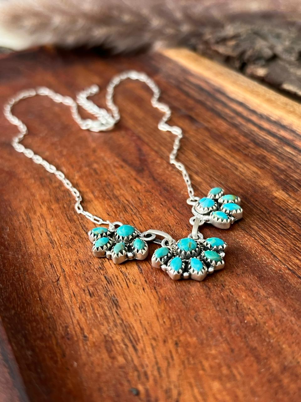 Handmade Sterling Silver Kingman Turquoise Necklace "Signed Nizhoni"