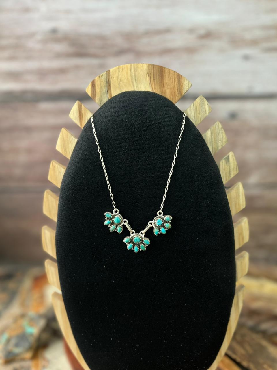 Handmade Sterling Silver Kingman Turquoise Necklace "Signed Nizhoni"