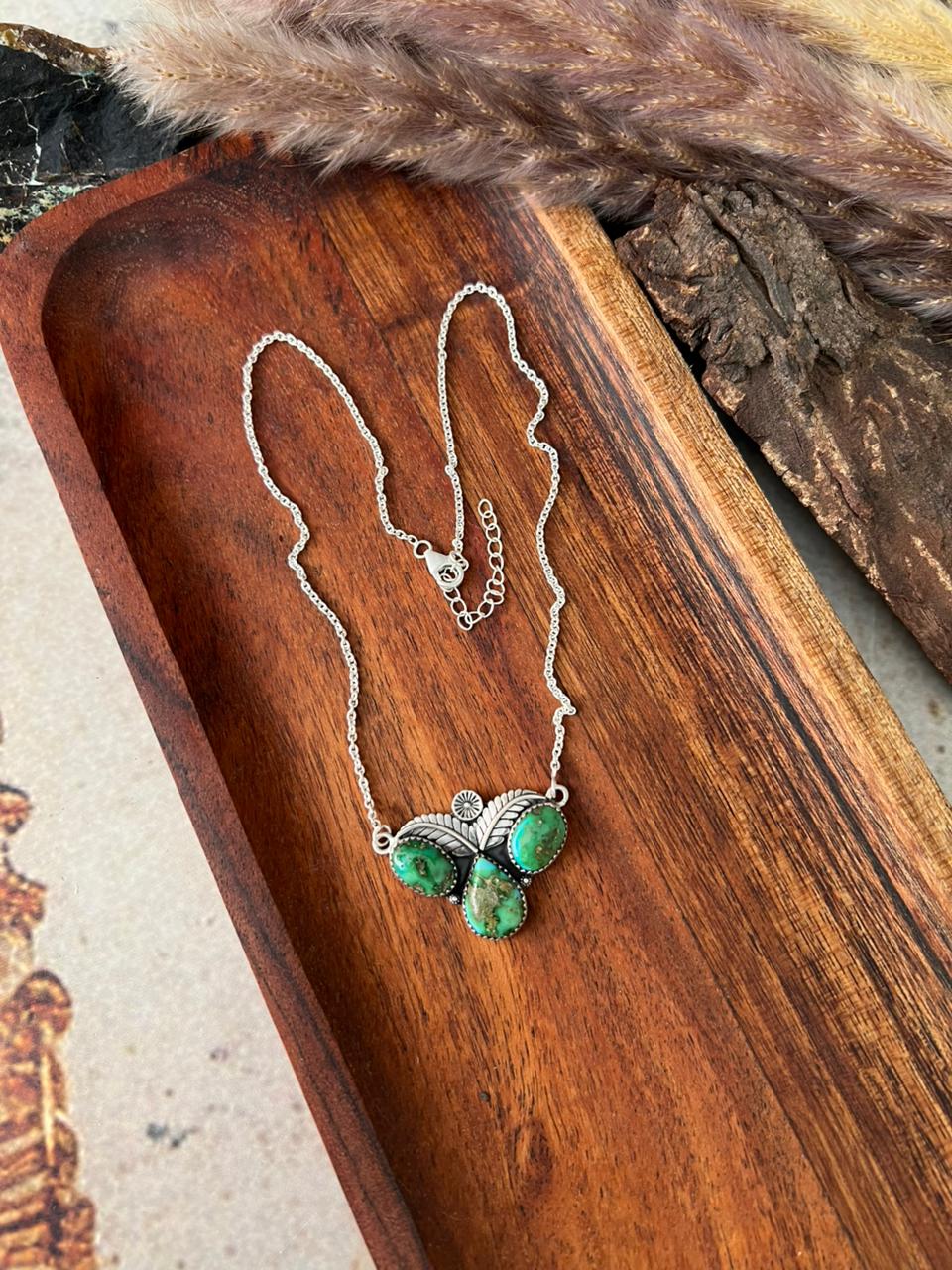 Handmade Sterling Silver Sonoran Mountain Turquoise Necklace "Signed Nizhoni"