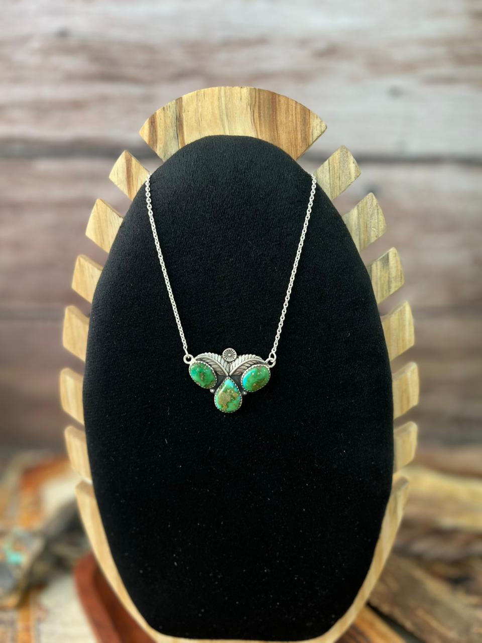 Handmade Sterling Silver Sonoran Mountain Turquoise Necklace "Signed Nizhoni"