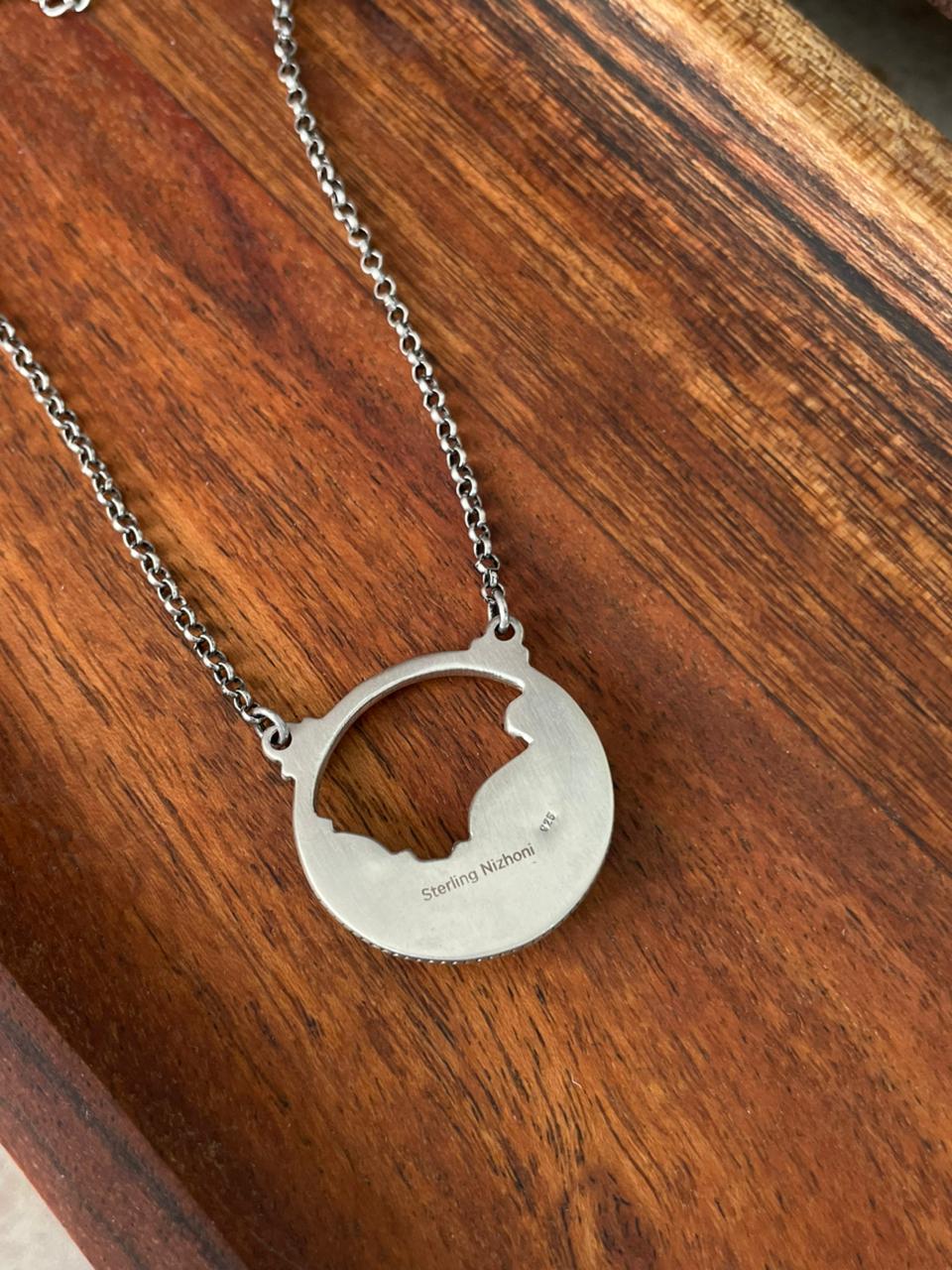 Handmade Sterling Silver Canyon Sunset Collection: Golden Hills Turquoise with White Buffalo and Carnelian Necklace "Signed Nizhoni" (9)