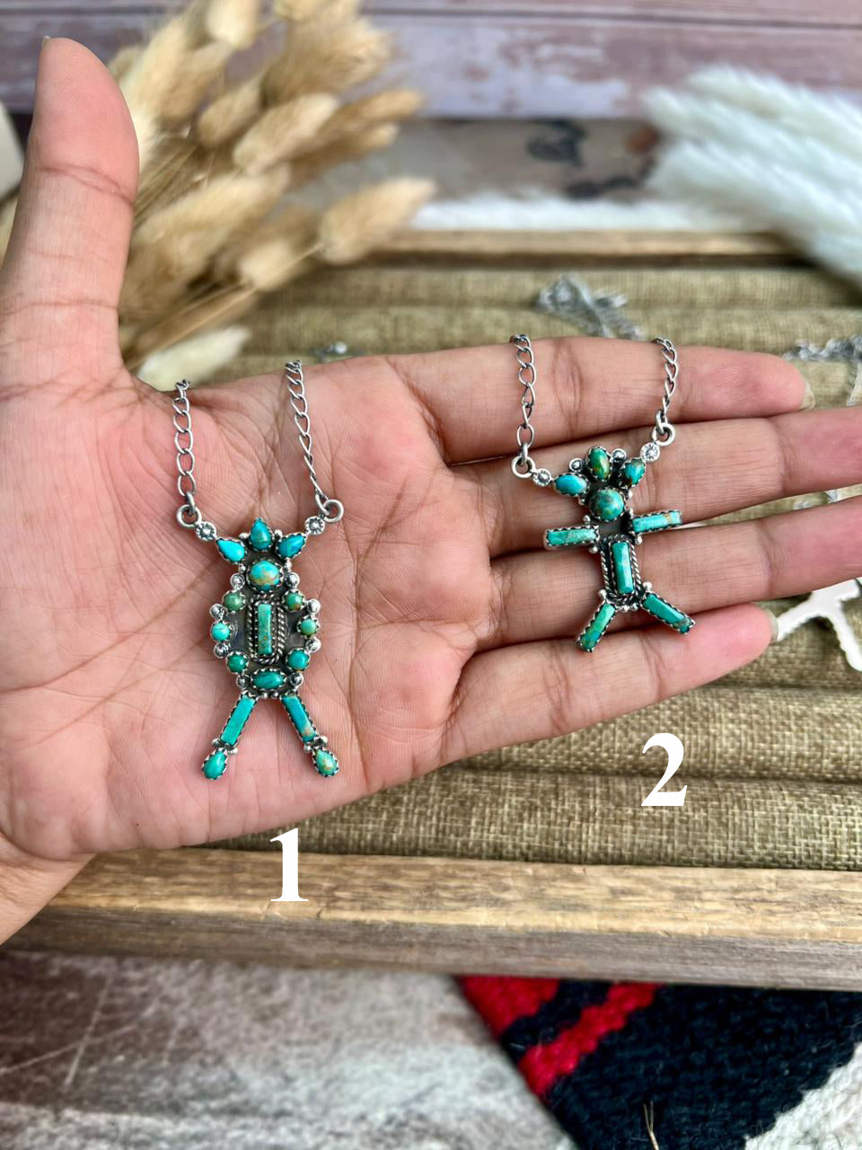 Handmade Sterling Silver Kingman Turquoise Necklace "Signed Nizhoni"