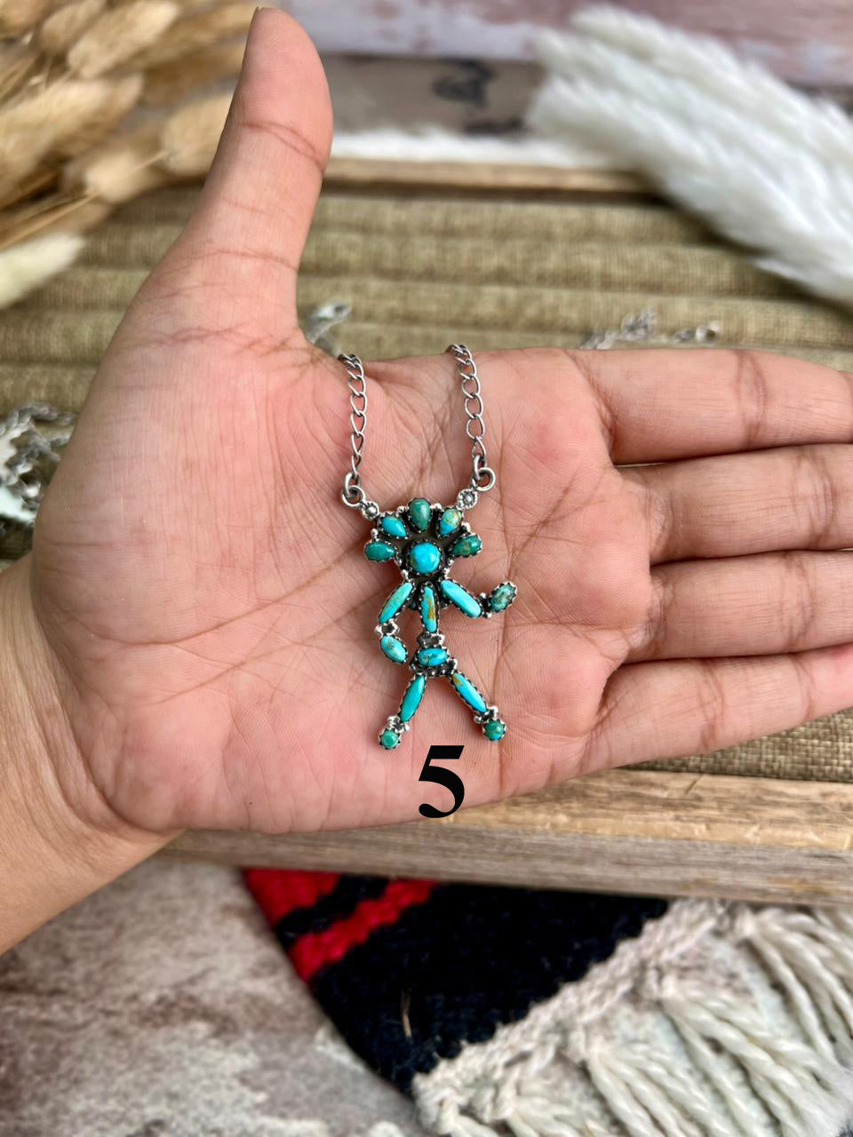 Handmade Sterling Silver Kingman Turquoise Necklace "Signed Nizhoni"