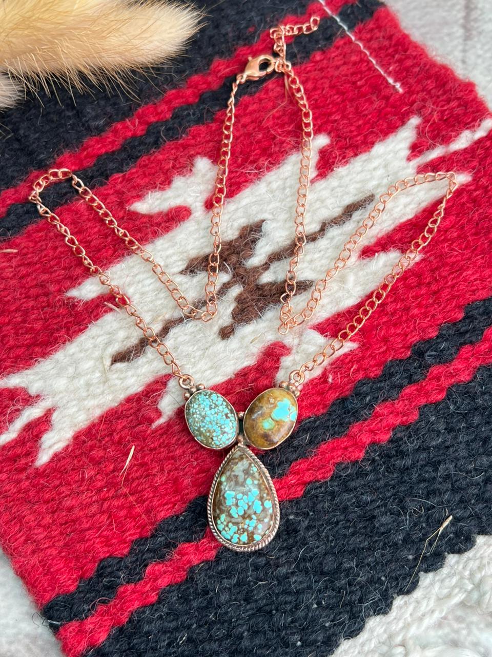 Handmade Copper Collection: Number 8 Turquoise Necklace
