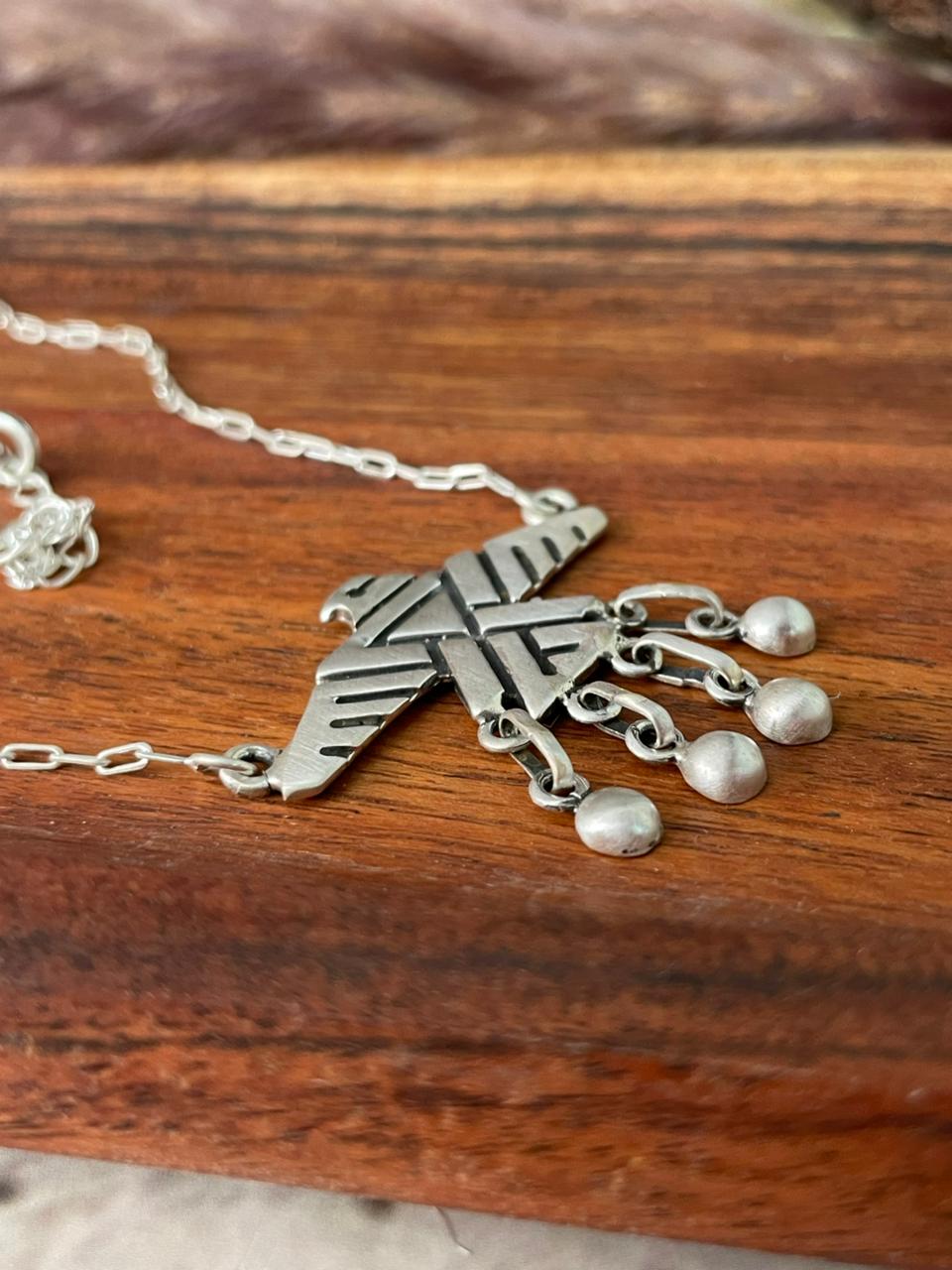 Handmade Sterling Silver Thunderbird Necklace "Signed Nizhoni"