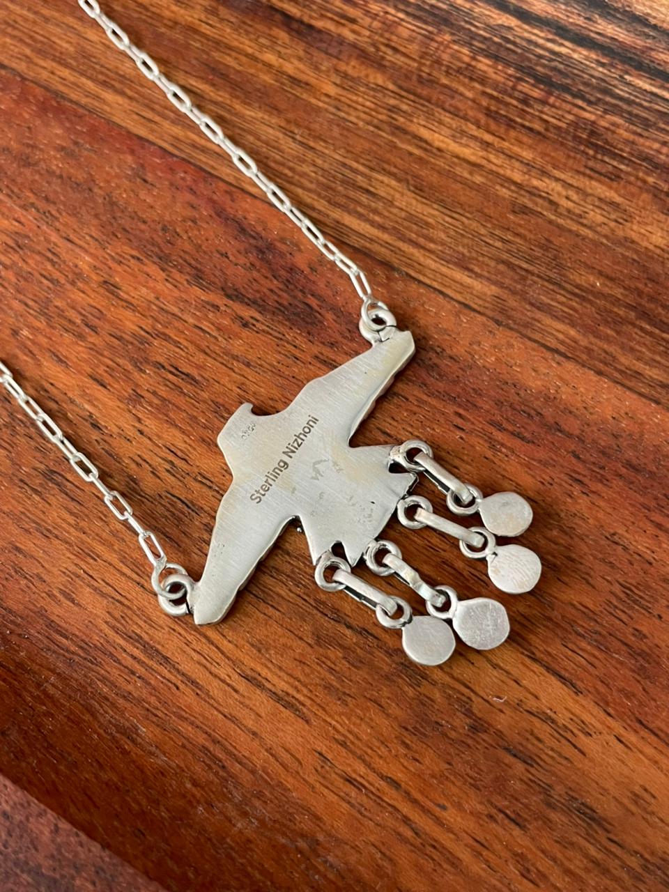 Handmade Sterling Silver Thunderbird Necklace "Signed Nizhoni"