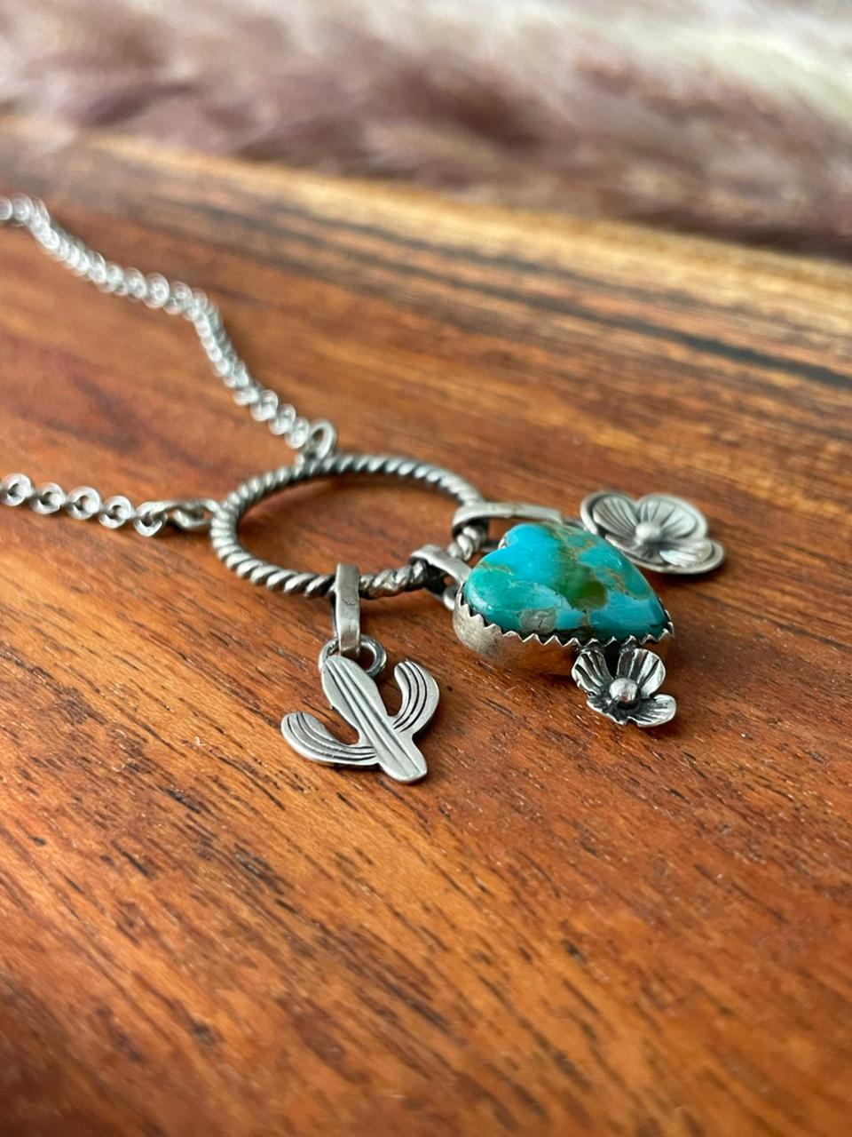 Handmade Sterling Silver Kingman Turquoise Necklace "Signed Nizhoni"
