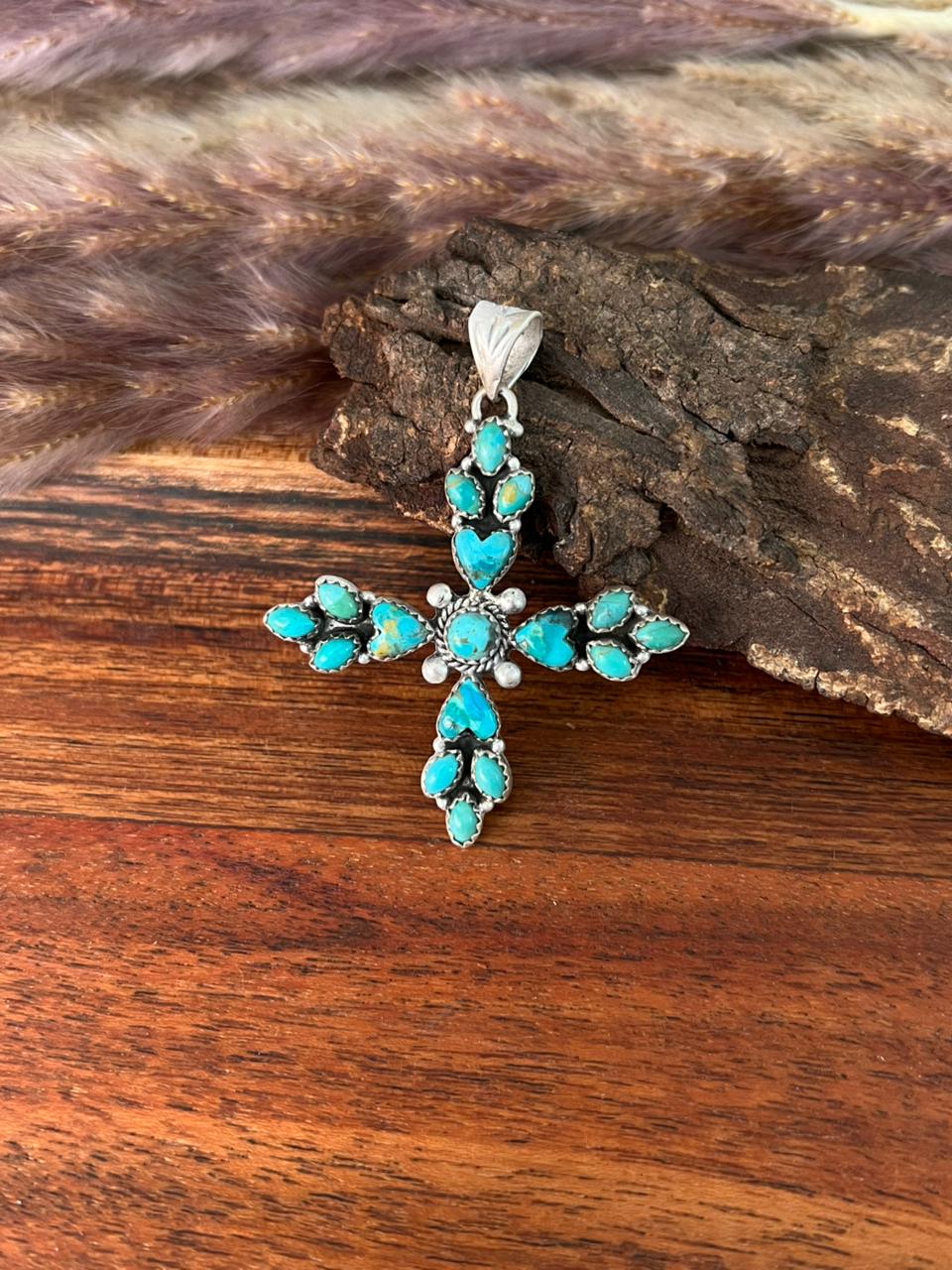 Handmade Sterling Silver Kingman Turquoise Pendant "Signed Nizhoni"