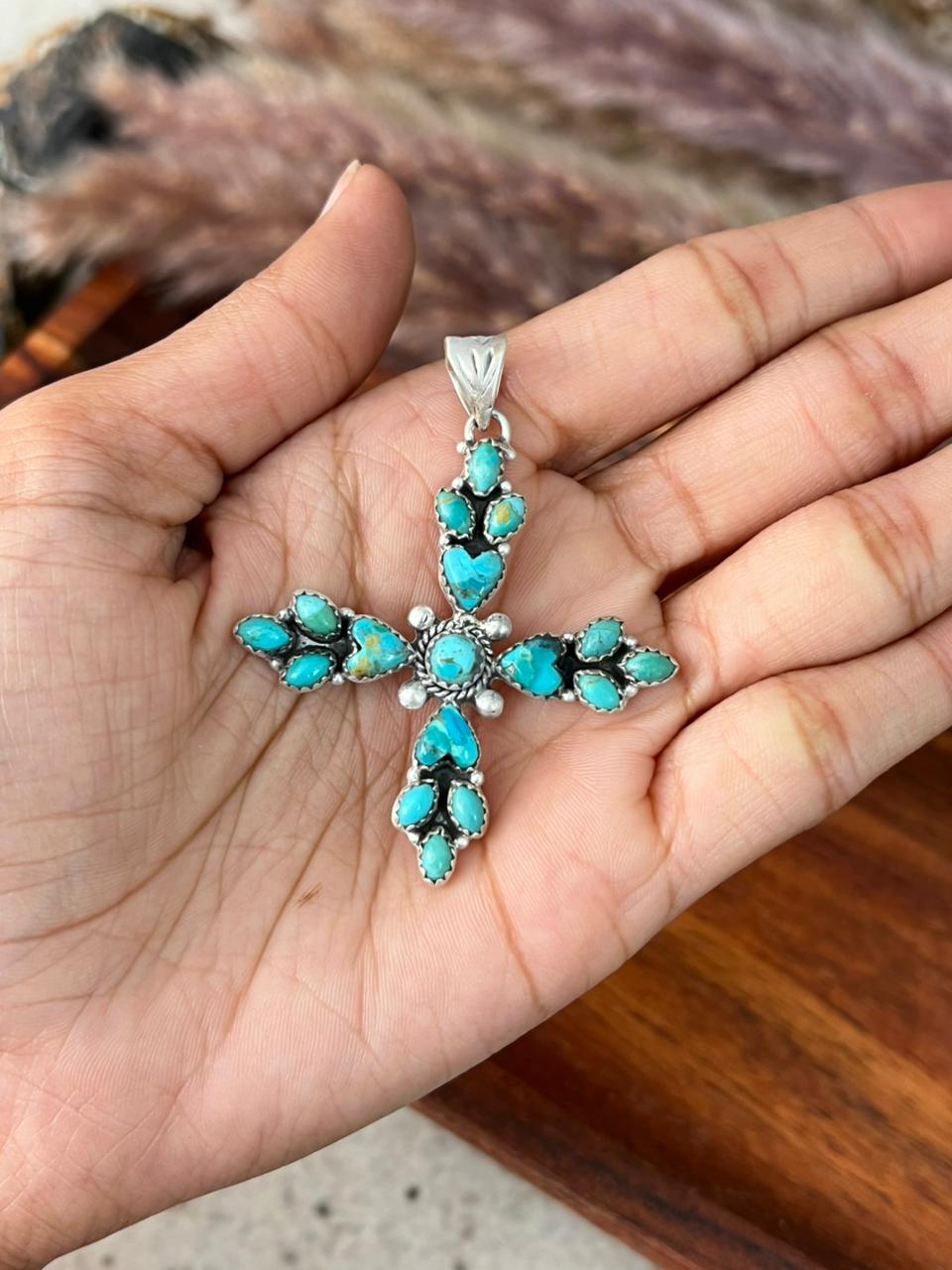 Handmade Sterling Silver Kingman Turquoise Pendant "Signed Nizhoni"