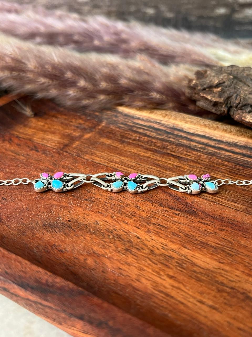 Handmade Sterling Silver Cotton Candy Bracelet "Signed Nizhoni"