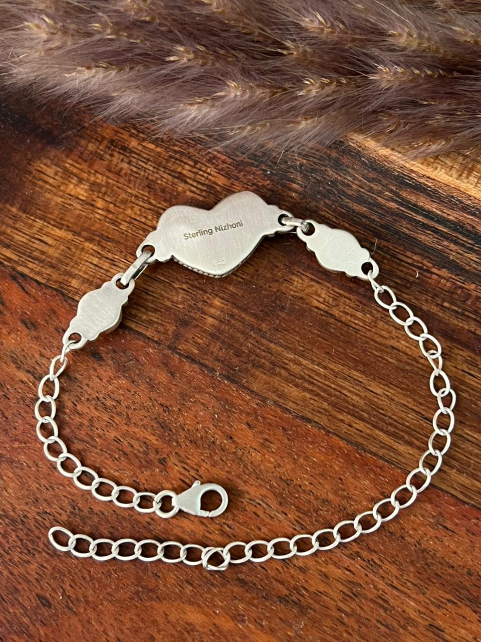 Handmade Sterling Silver Cotton Candy Heart Bracelet "Signed Nizhoni"
