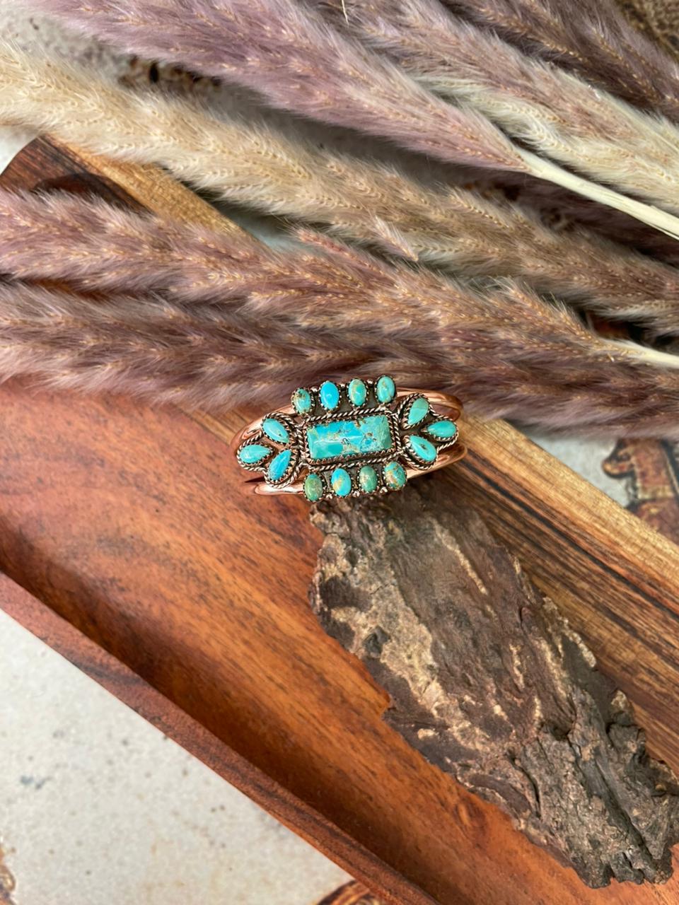 Handmade Copper Collection: Kingman Turquoise Cuff Bracelet