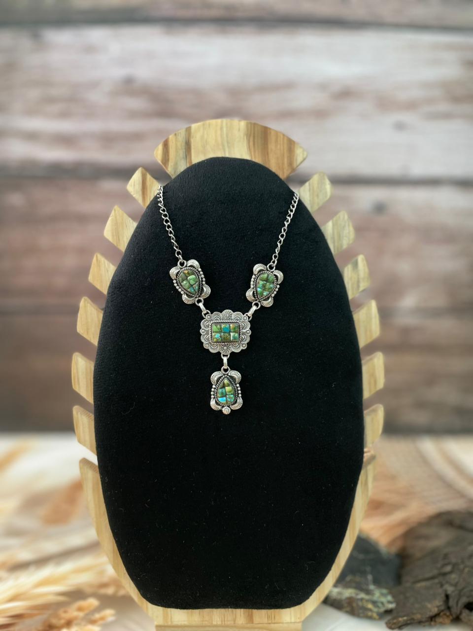 Handmade Sterling Silver Sonoran Cobble Collection: Sonoran Mountain Turquoise Necklace "Signed Nizhoni"