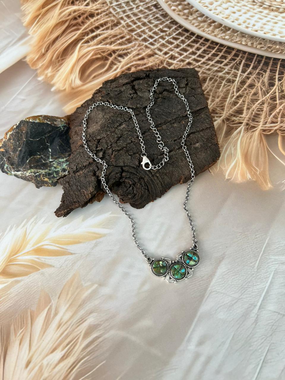 Handmade Sterling Silver Sonoran Cobble Collection: Sonoran Mountain Turquoise Necklace "Signed Nizhoni"