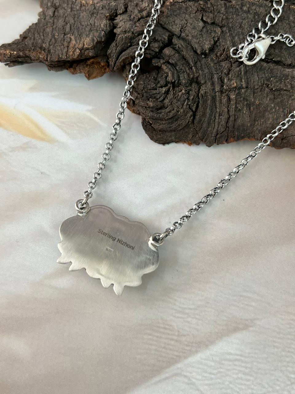 Handmade Sterling Silver Sonoran Cobble Collection: Sonoran Mountain Turquoise Necklace "Signed Nizhoni"